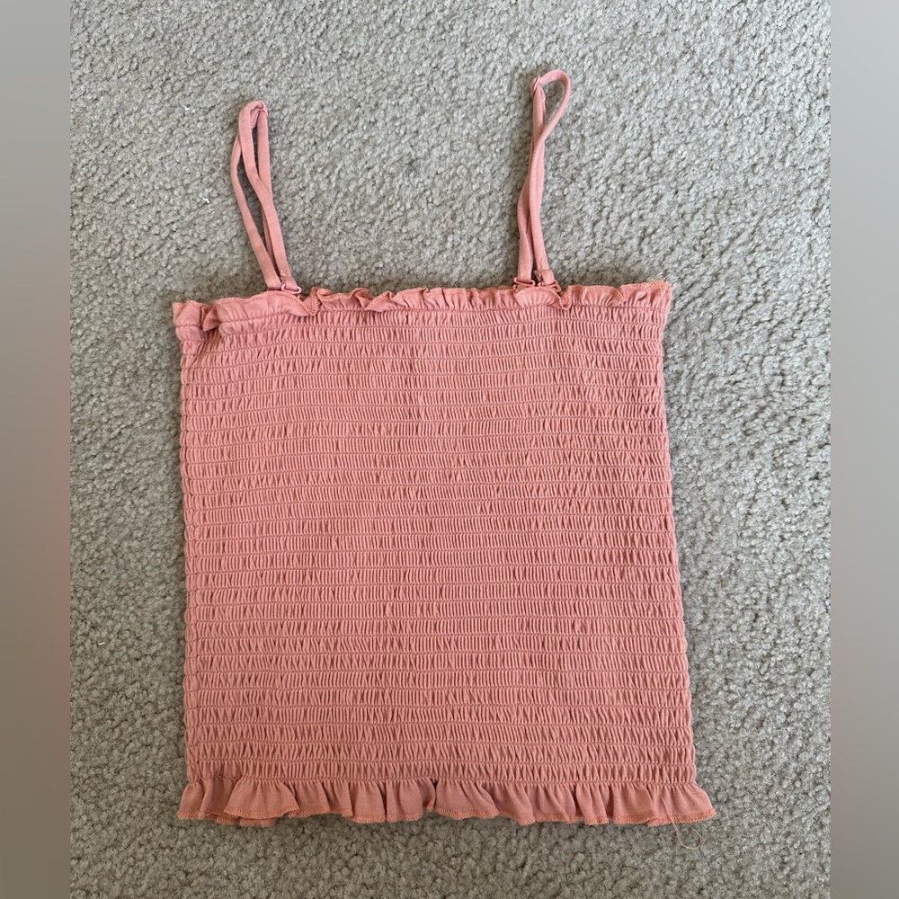 WORN ONCE — Others Follow — scrunchy cropped top — peach/salmon color — size XS